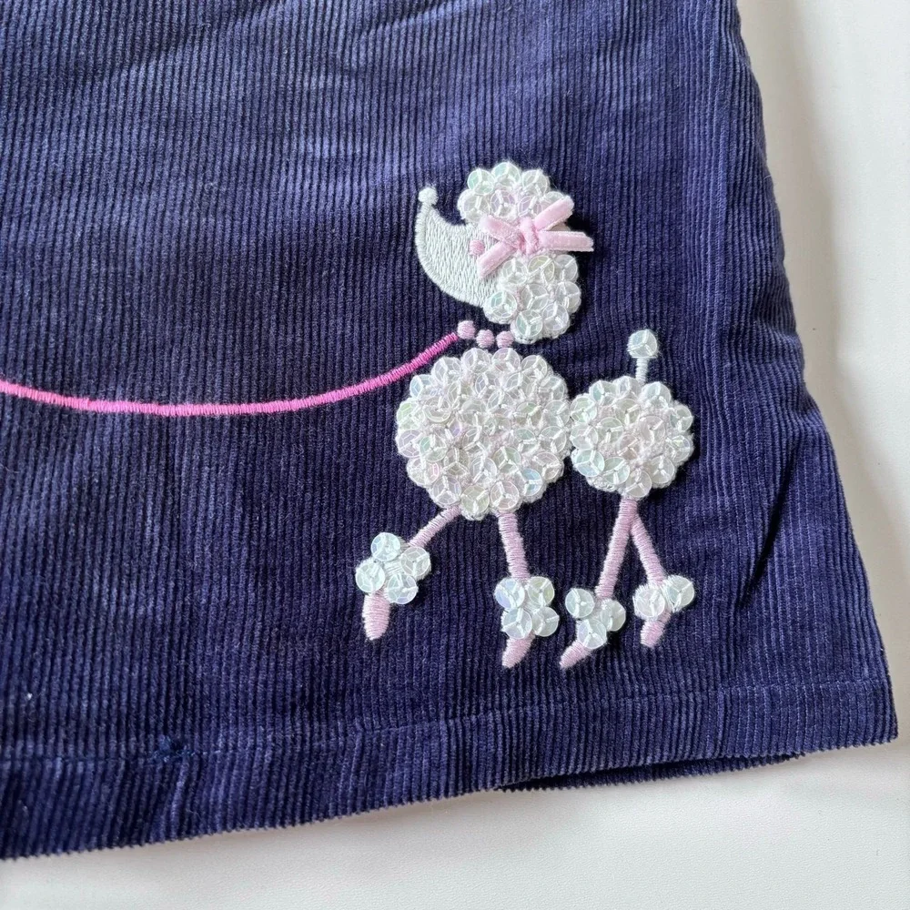 Gymboree‎ Girls Jumper Dress Size 9 Blue Corduroy Sequin Poodle